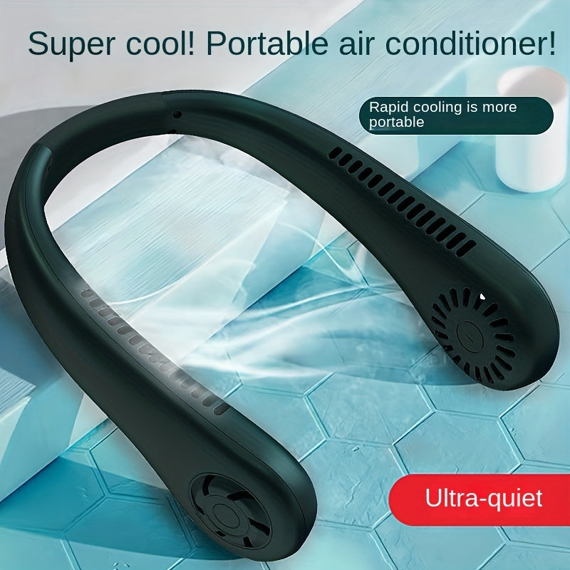1pc Hands-Free Portable Neck Fan - Rechargeable, Leafless, and USB Powered - Perfect for Desk and Travel Use | Bowlift
