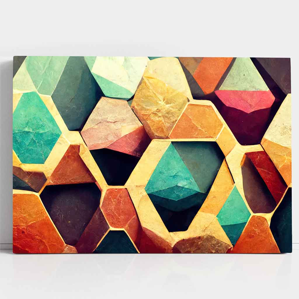 Abstract geometric canvas wall art print | Bowlift