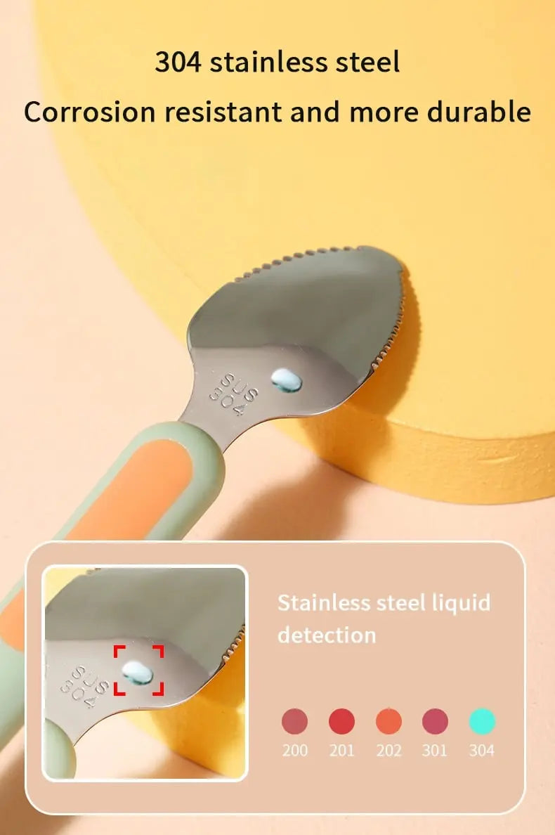 BowLift | Baby spoon with scraper — double-sided fruit preparation tool