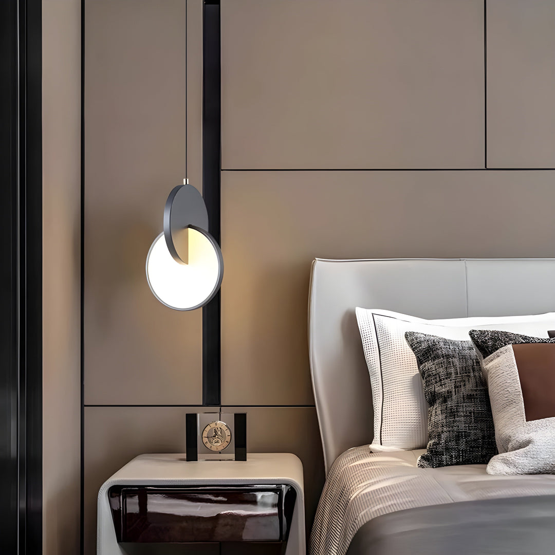 Modern Scandinavian LED Pendant Lamp with Round Frame and Warm Glow Bowlift