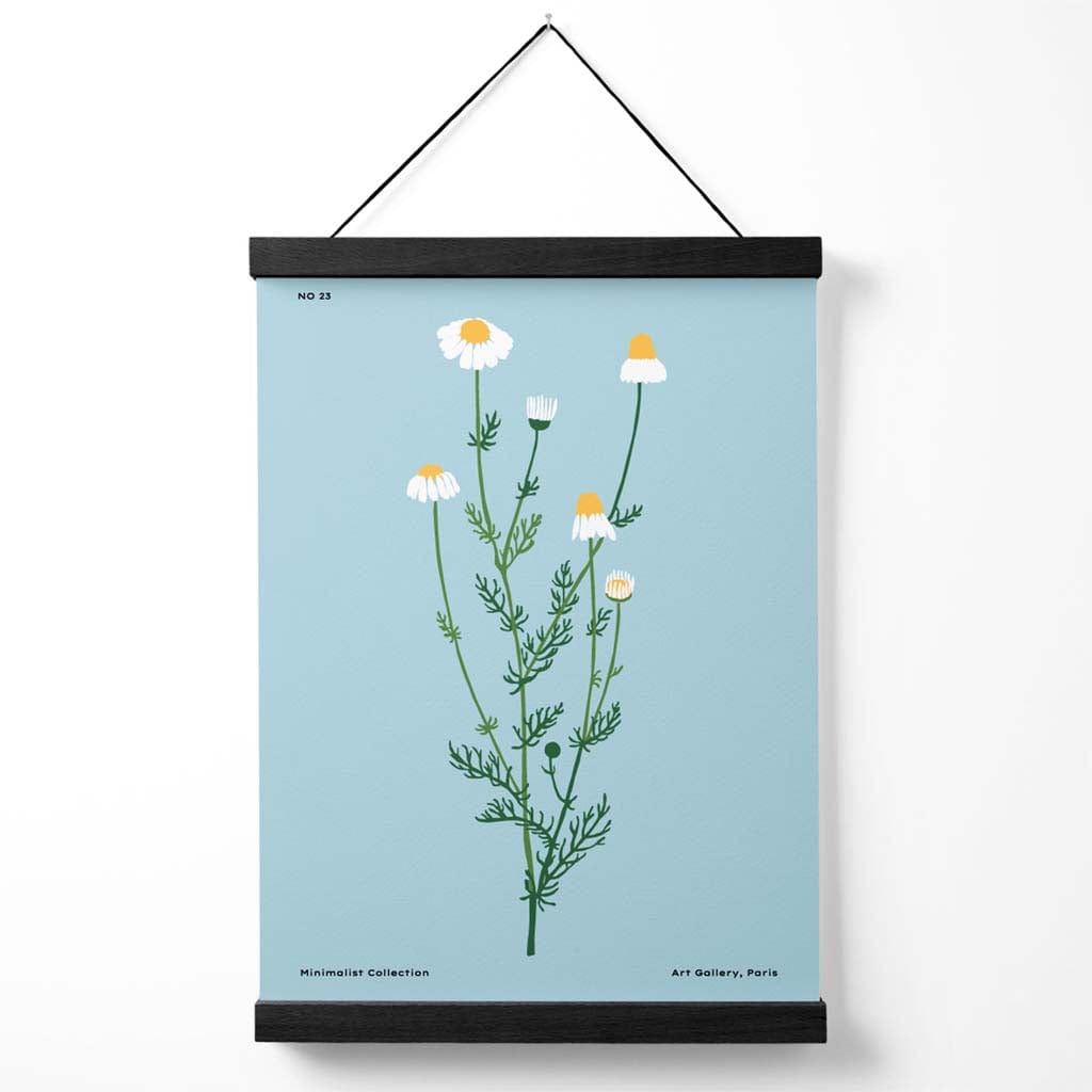 Blue Daisy Flower Market Minimalist Poster with Hanger | Bowlift
