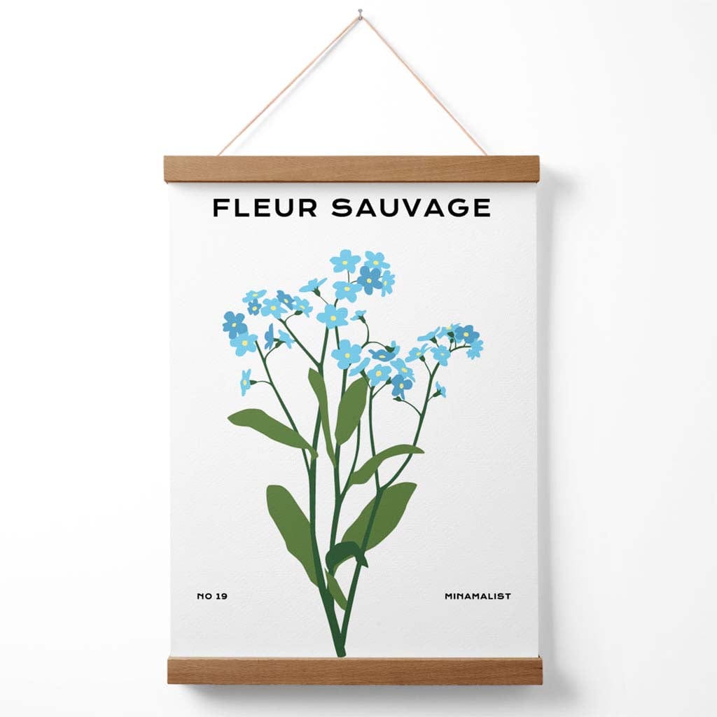 Blauer Forget-me-not Flower Market Minimalist Poster with Hanger | Bowlift