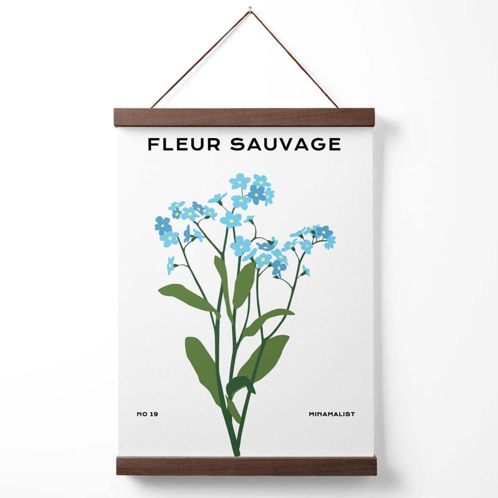 Blauer Forget-me-not Flower Market Minimalist Poster with Hanger | Bowlift