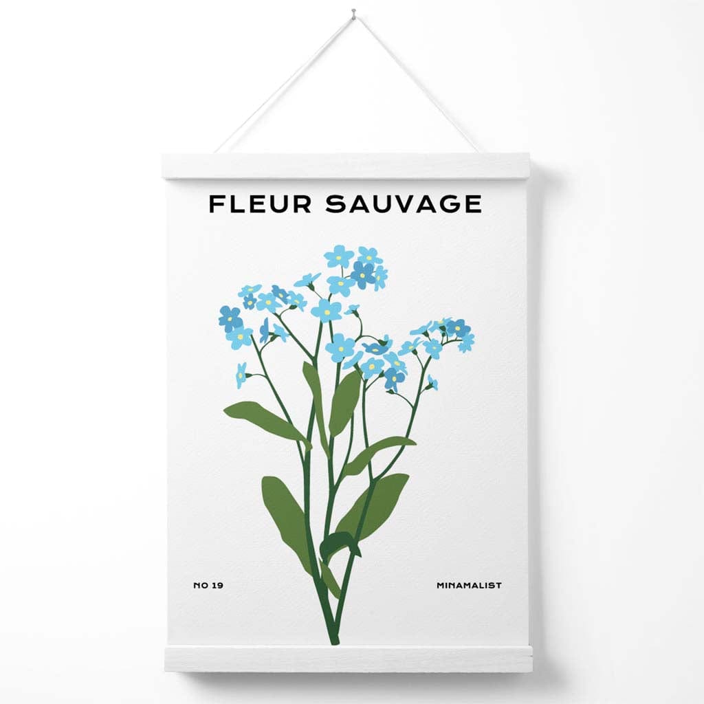 Blauer Forget-me-not Flower Market Minimalist Poster with Hanger | Bowlift