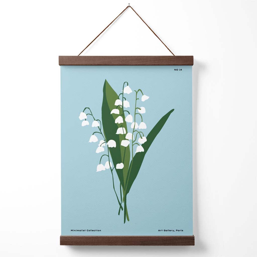 Blue Lily of the Valley Flower Market Minimalist Poster with Hanger | Bowlift