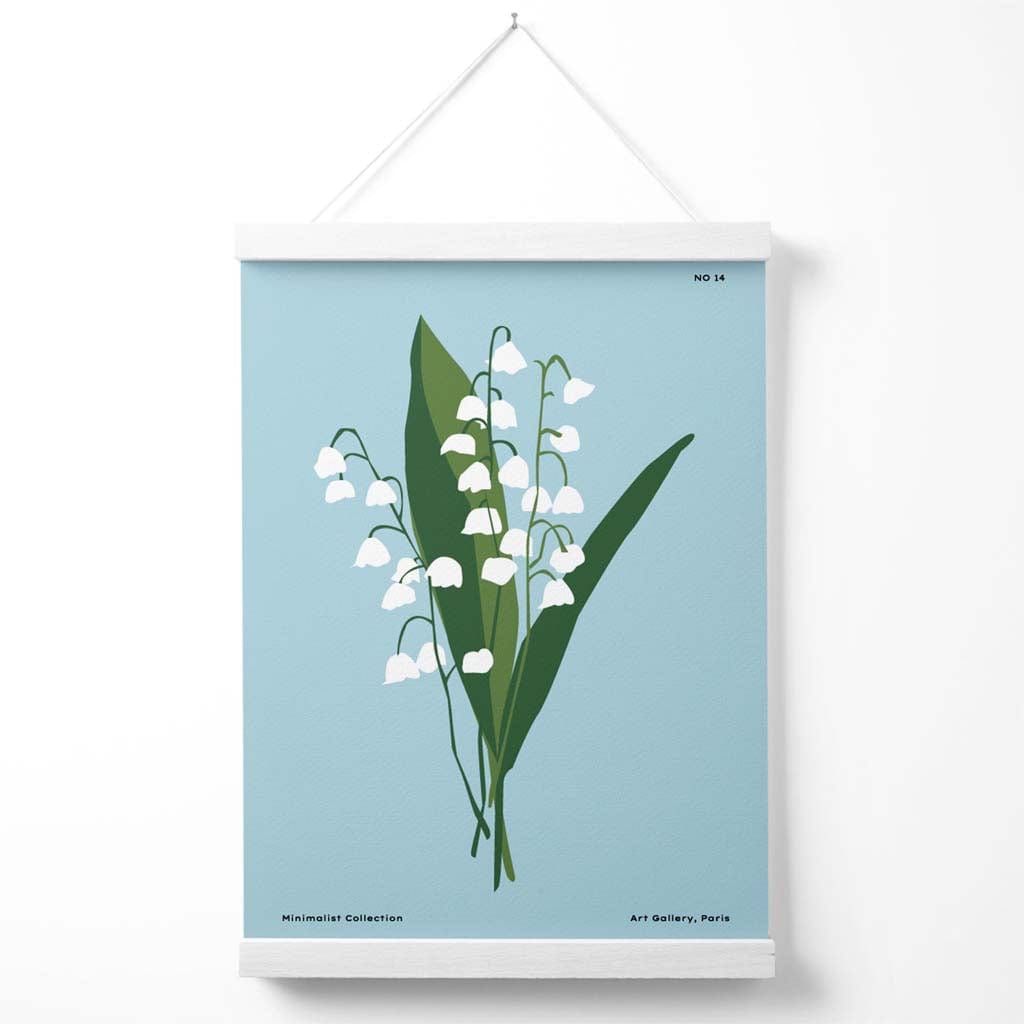 Blue Lily of the Valley Flower Market Minimalist Poster with Hanger | Bowlift