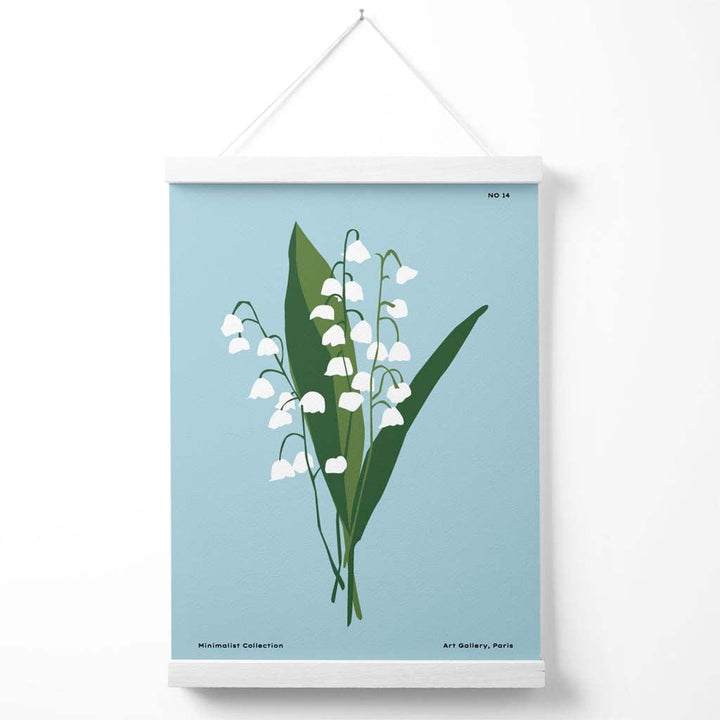 Blue Lily of the Valley Flower Market Minimalist Poster with Hanger | Bowlift