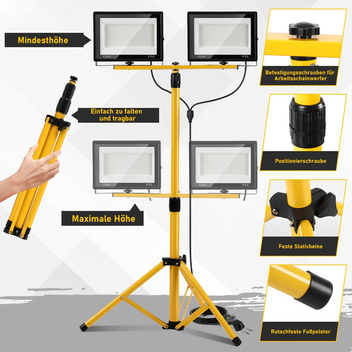 LED Construction Spotlight 2 x 50W/100W/200W with Tripod Adjustable | Bowlift