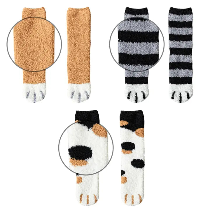 BowLift | Cozy Cat Paw Socks – Plush Fleece Ankle Socks with Elastic Fit