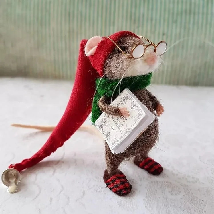 BowLift | Handmade felt mouse | Christmas decoration & gift idea | Needle felted from wool & fabric | Sustainable
