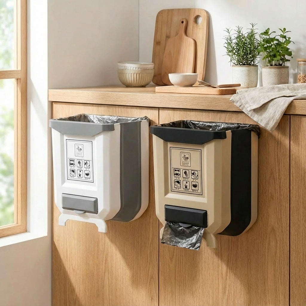 Foldable kitchen trash can for countertop | Bowlift