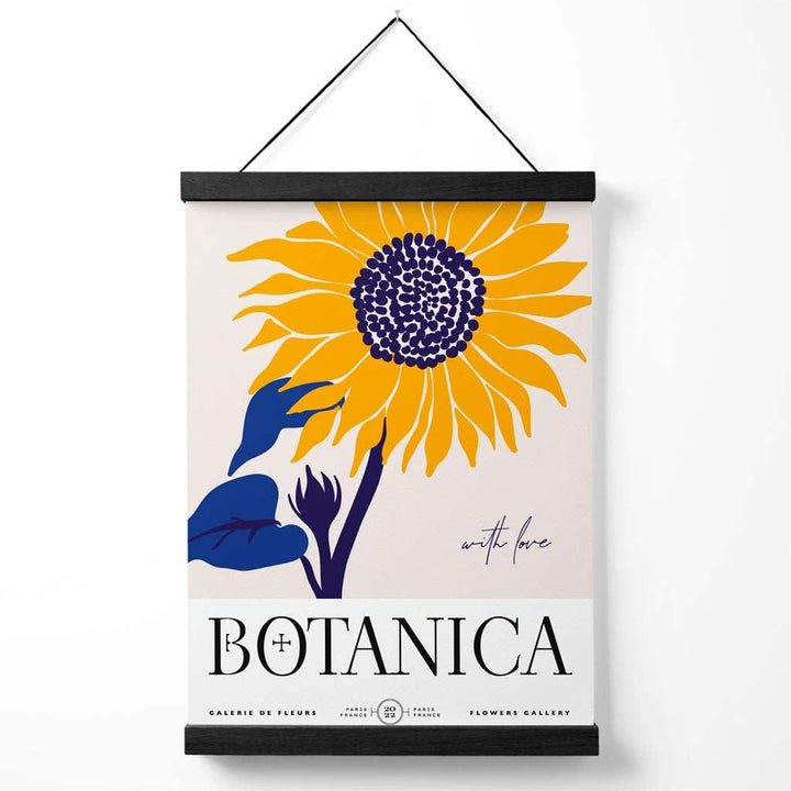 Blue and yellow sunflower flower market exhibition poster with hanger | Bowlift