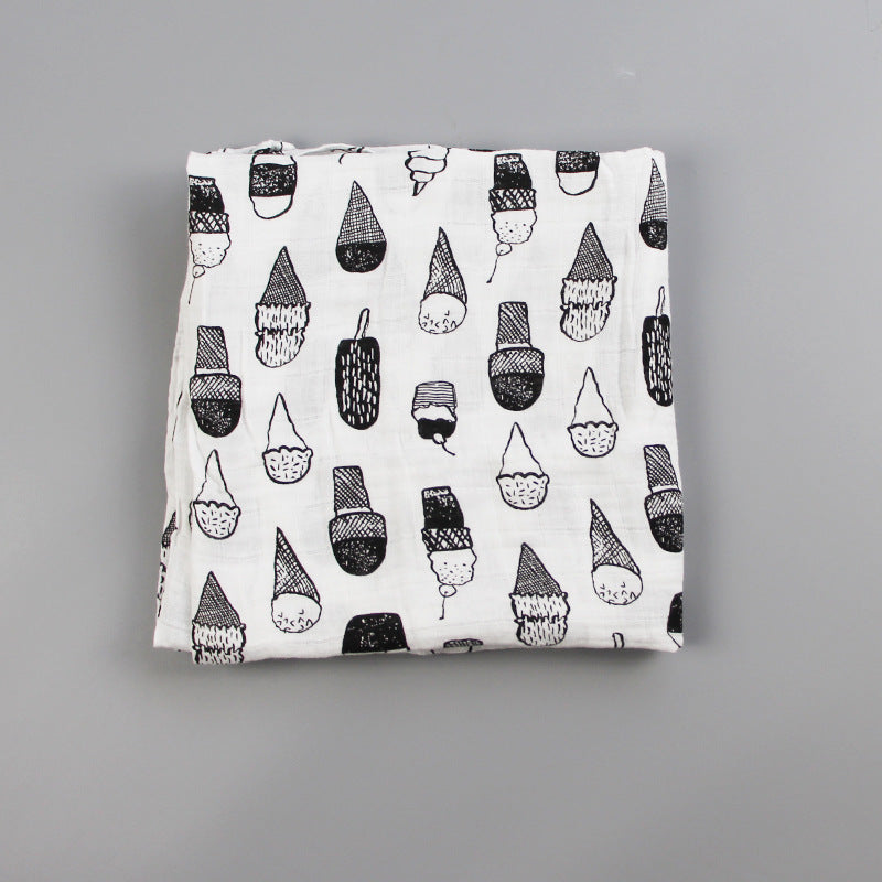 Cute Patterned Muslin Swaddle Blanket Bowlift
