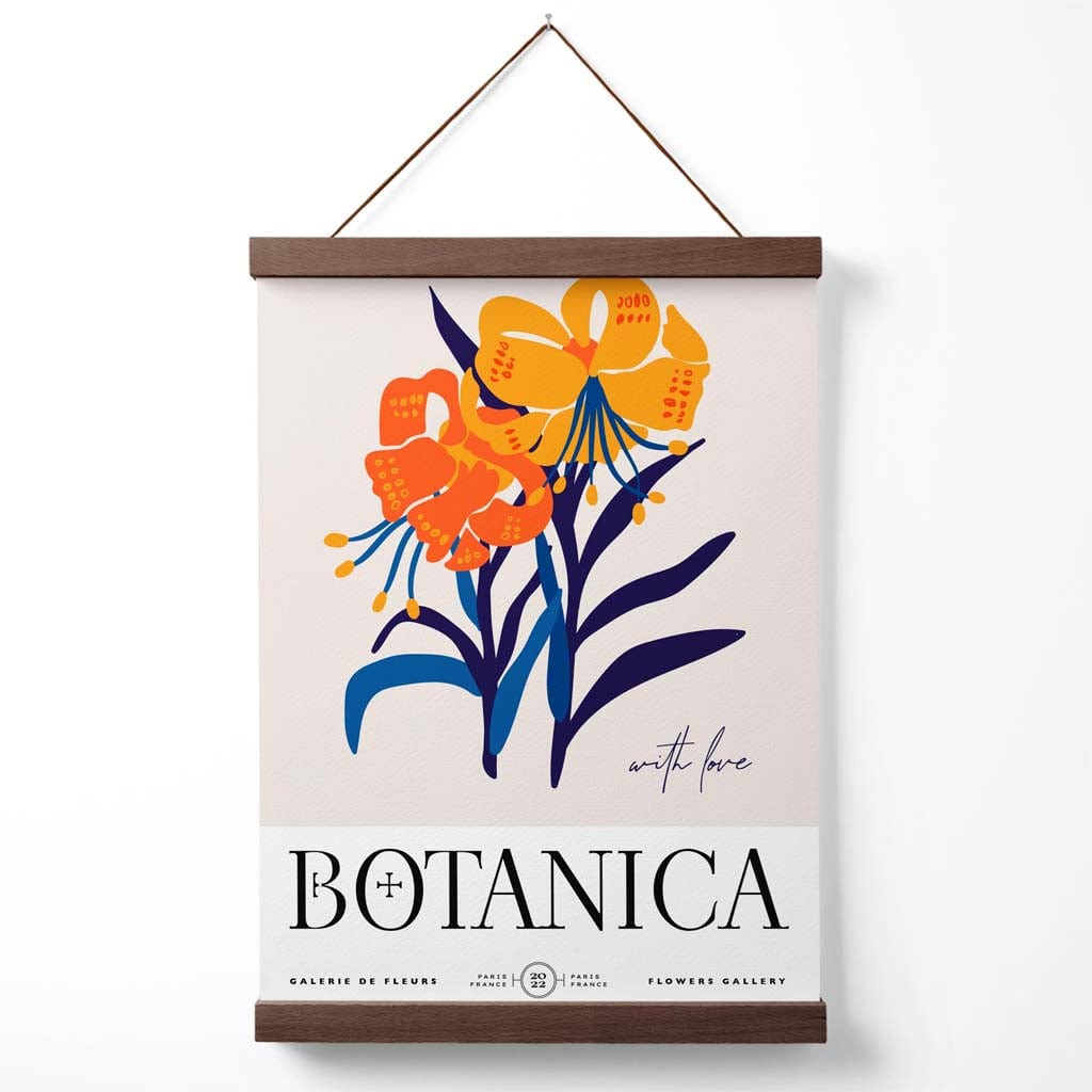 Blue and orange flower market exhibition poster with hanger | Bowlift