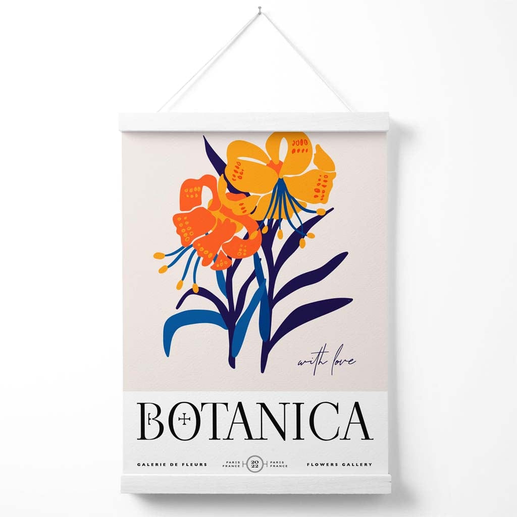 Blue and orange flower market exhibition poster with hanger | Bowlift