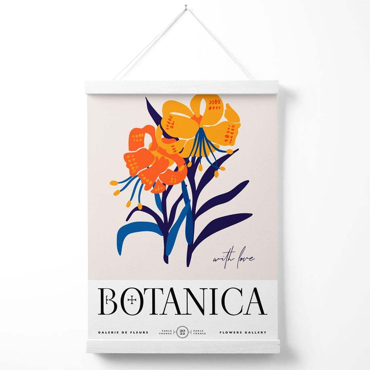 Blue and orange flower market exhibition poster with hanger | Bowlift