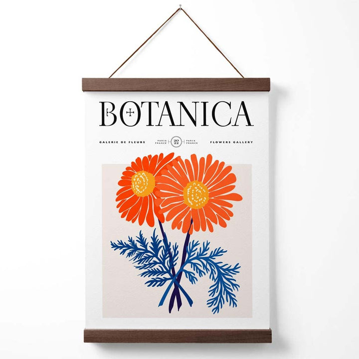 Blue and orange chrysanthemum flower market exhibition poster with hanger | Bowlift