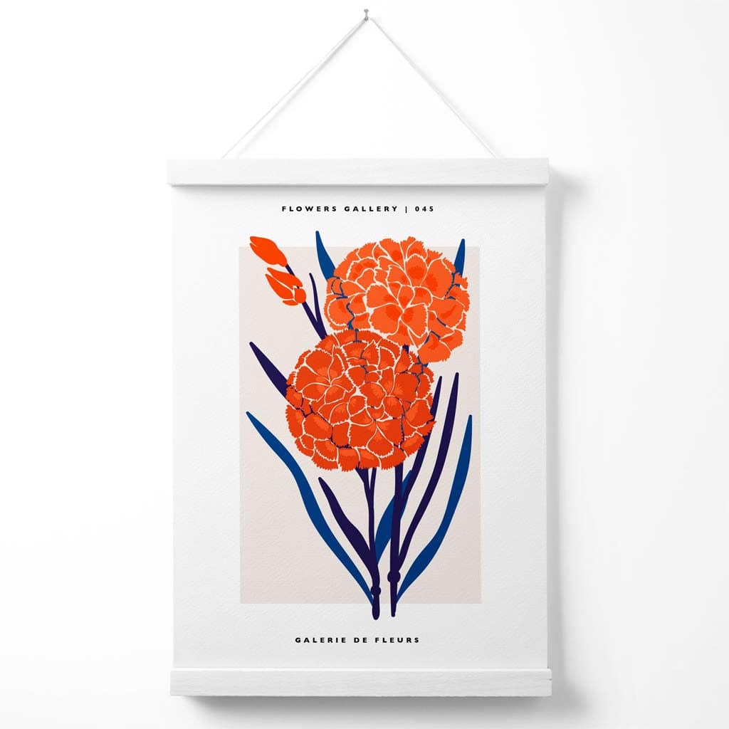 Blue and orange Allium flower market exhibition poster with hanger | Bowlift