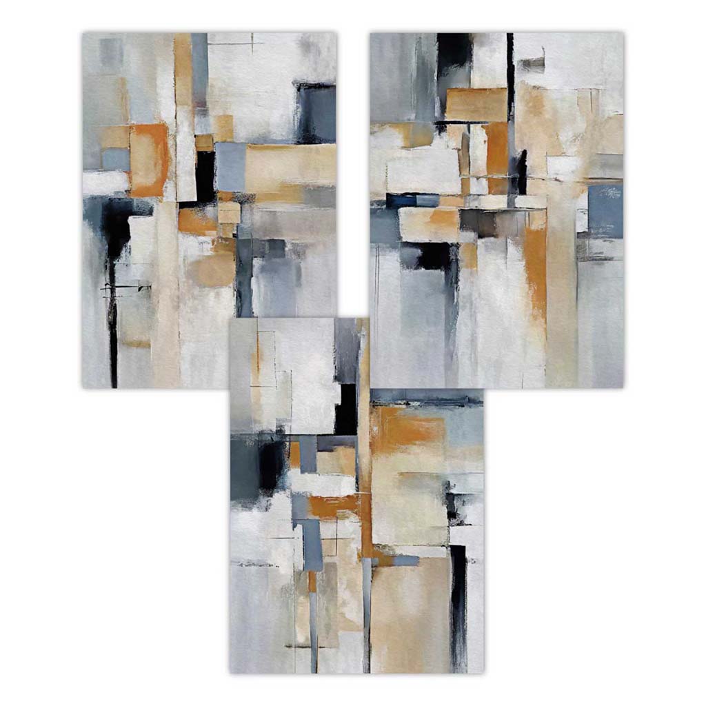Abstract Blue and Orange on Beige Wall Art Prints | Bowlift