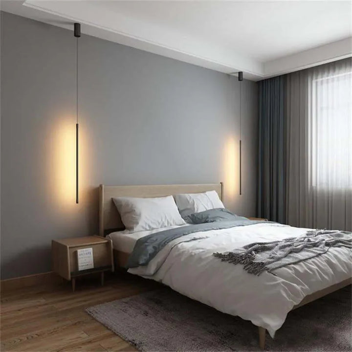 BowLift | Pendant Light Slim Black Metal Bedroom Lamp