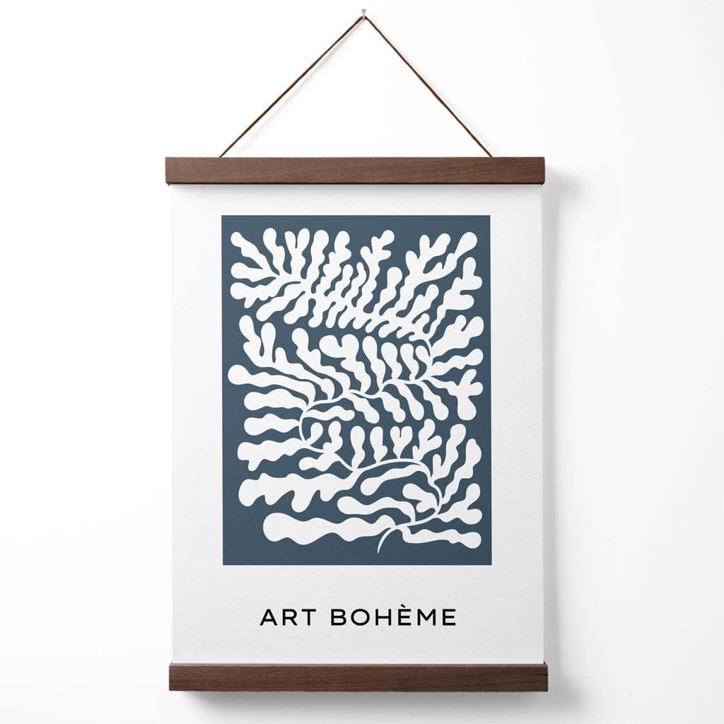 Blue and White Matisse Style Floral Cutout Poster with Hanger | Bowlift