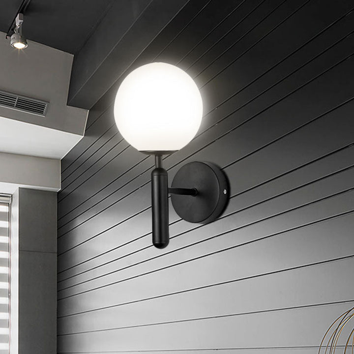 BowLift | 1 Light Clear Textured Glass Wall Sconces Light Modern Black Globe Bedroom Lighting Fixture