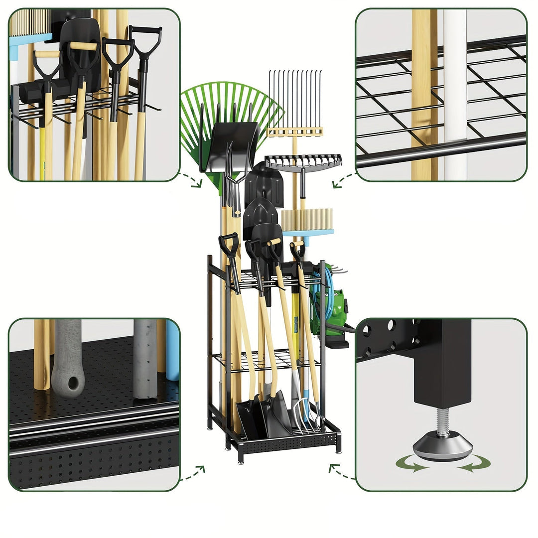 BowLift | Heavy-Duty Black Metal Garden Rack – Durable Outdoor Tool & Hose Storage Organiser
