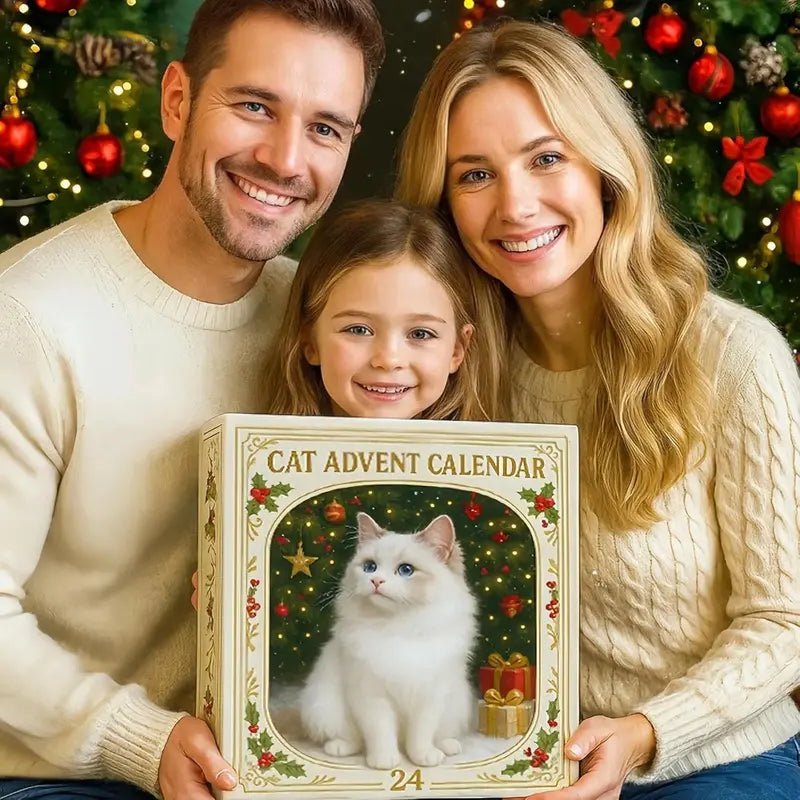 BowLift | CatChristmas Advent Calendar – 24 Festive Acrylic Cat Figurines for Christmas Fun
