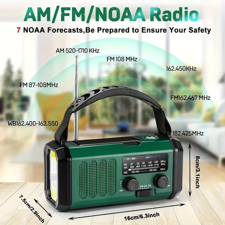 BowLift | StormMate X10 Emergency Radio with 10,000 mAh Power Bank | Solar, Crank & USB-C | LED Light, SOS Alarm & Compass | AM/FM/NOAA