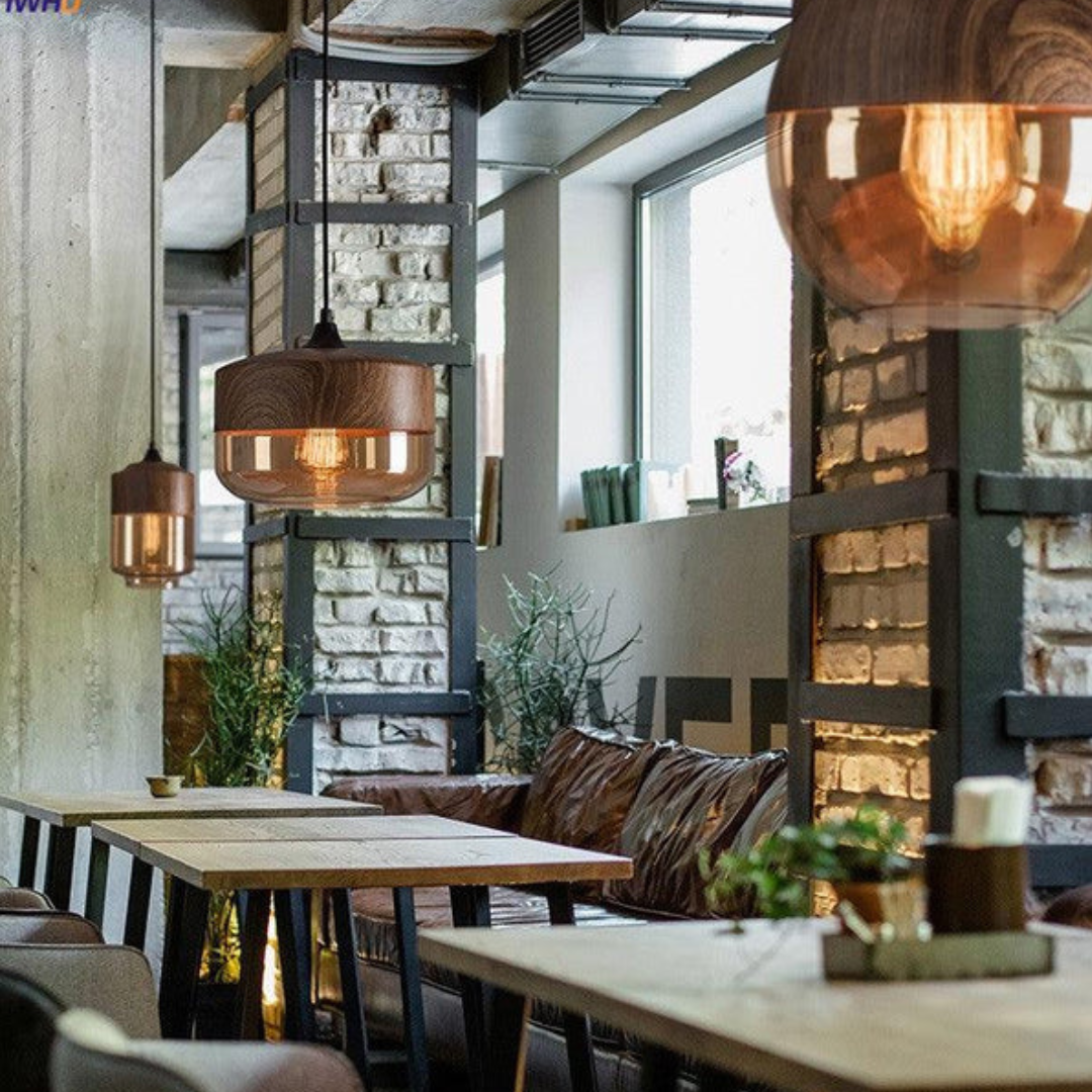 BowLift | Scandinavian Pendant Lamp made of Wood and Tinted Glass