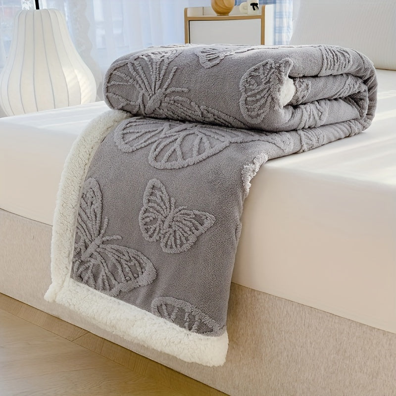 Cozy Luxe – Soft Fleece Blanket with Butterfly Design Bowlift