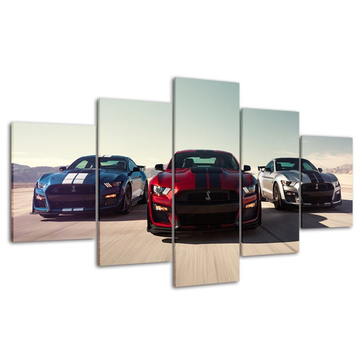 5 Piece Race Cars - Canvas Wall Art Painting | Bowlift