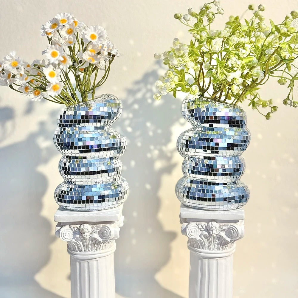 Mirror-clad disco vase with retro charm and modern flair Bowlift