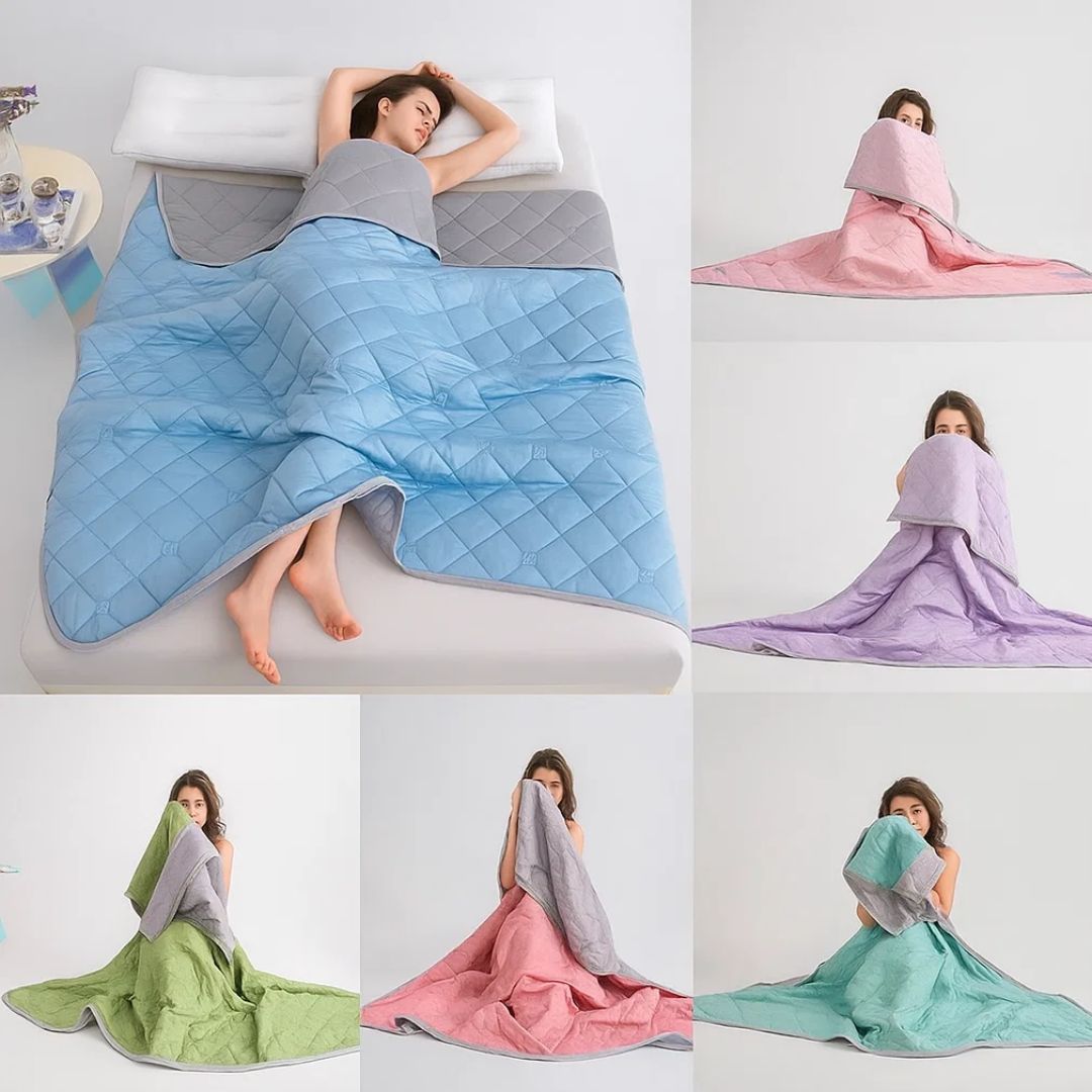 SilkCool | Cooling Blanket – Instant Cooling Comfort – Silky Hypoallergenic Fibre – Prevents Overheating – Relief for Night Sweats Sensitive Skin Bowlift