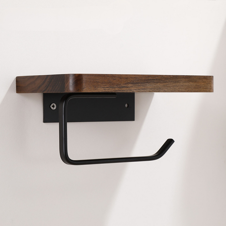 BowLift | Elegant Wall-Mounted Toilet Paper Holder - made of Walnut and Stainless Steel