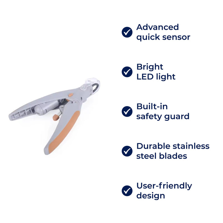 PawSure | Pet Nail Clipper - Quick Sensor - LED Light - Safety Guard - Stainless Steel Blades - Safe, Easy and Precise Nail Trimming Bowlift