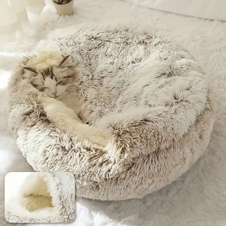 BowLift | Round Hooded Faux Fur Pet Bed