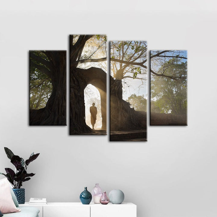 4 Piece Lone Man Nature - Canvas Wall Art Painting | Bowlift