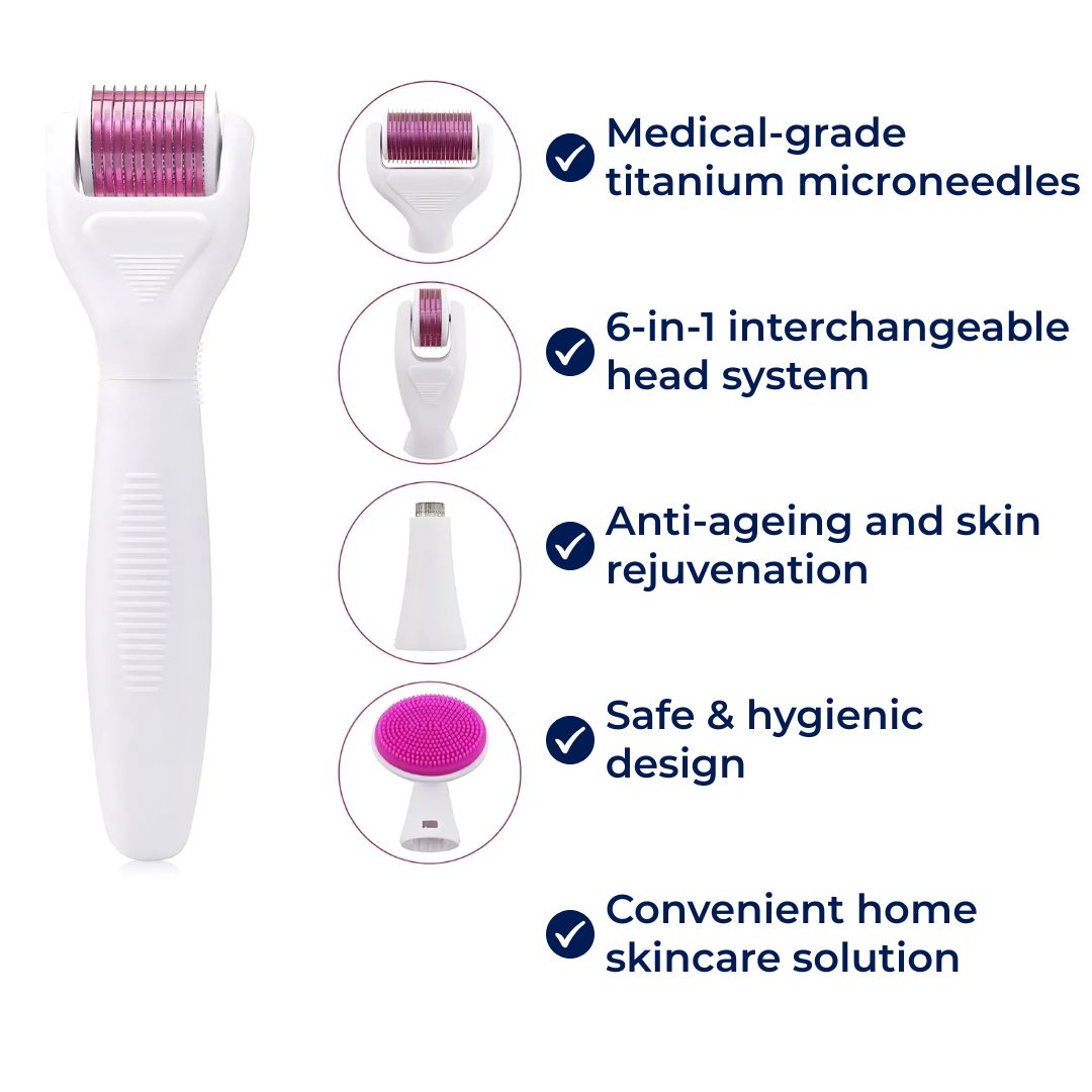 DermaGlow Microneedling Derma Roller Kit – Anti-Ageing – Titanium Needles – Home Skincare for Women Bowlift