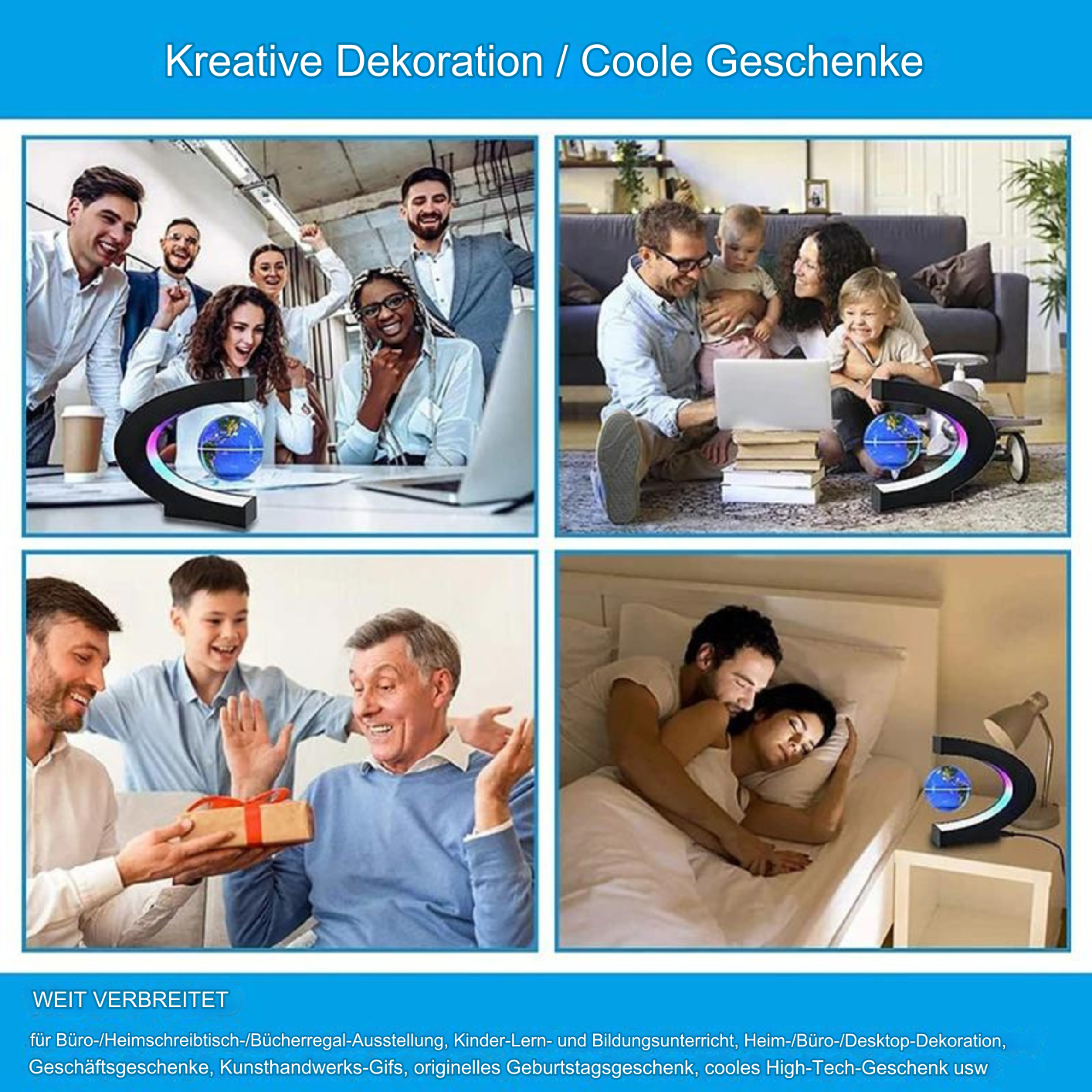 BowLift | Armstrong | Magnetic Levitation Floating Globe Lamp with LED World Map