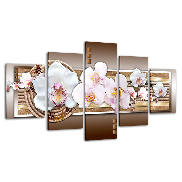 Classy Pink Orchids 5 Piece-Canvas Wall Art Painting | Bowlift