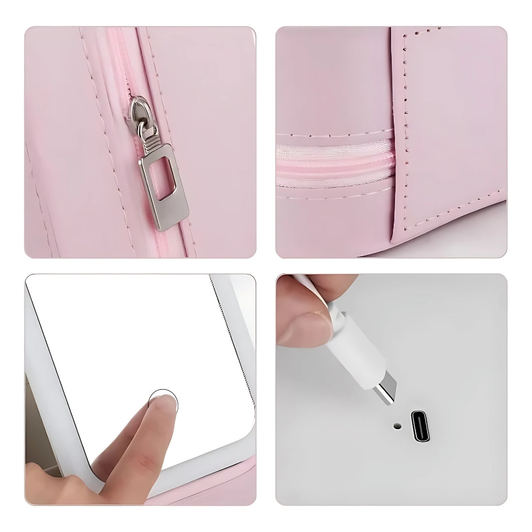 LED Light Mirror – Adjustable Angle – Organiser for Beauty Lovers – Bright Lighting for Flawless Look Bowlift
