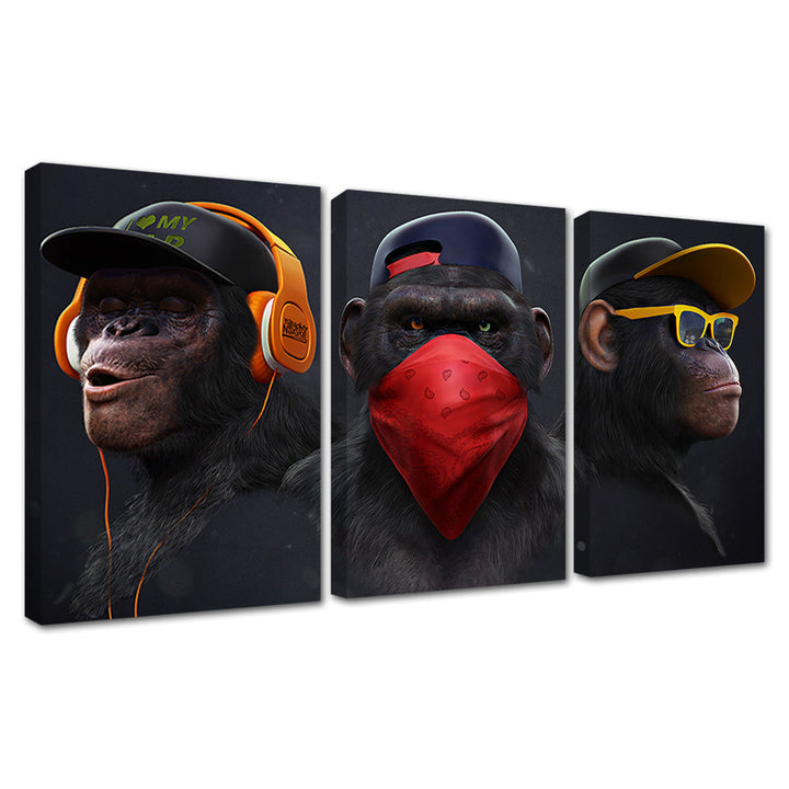 Monkey Crew 3 Piece - Canvas Wall Art Painting | Bowlift