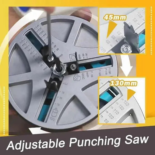 BowLift | Adjustable Hole Saw Drill Punch | 45–130 mm Diameter | Triple-Blade Design | For Wood, Plaster & Ceiling Cuts