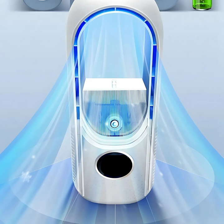 BowLift | Airevo Air Cooler | Bladeless USB Fan | 6 Levels | Quiet & With Timer | Air Humidification