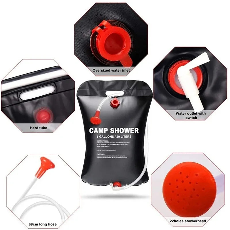 Portable Solar Heated Camping Shower Bag | Bowlift