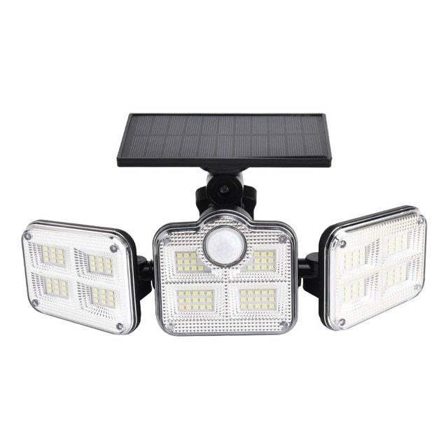 BowLift | Solar LED floodlight with motion sensor – 3-beam outdoor lighting for garden, yard, and garage