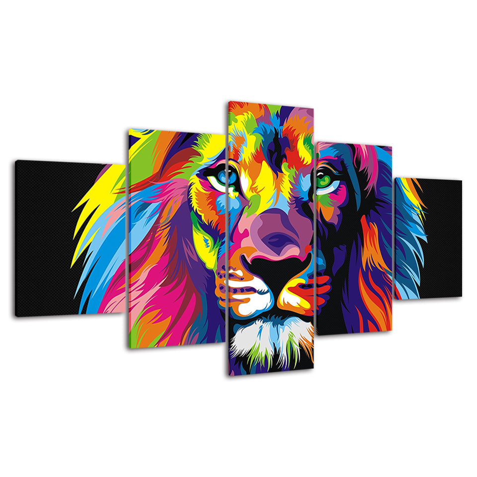 Colorful Lion - Canvas Wall Art Painting | Bowlift