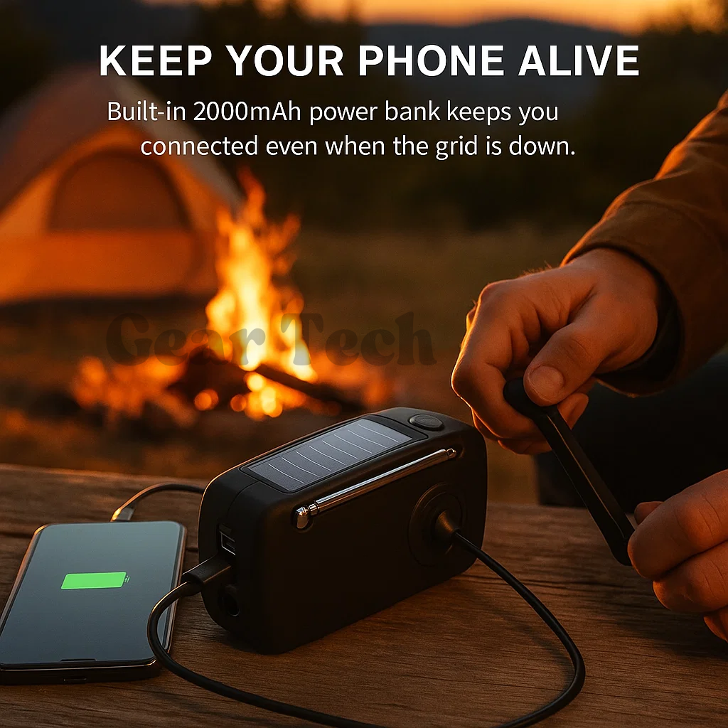 BowLift | Portable Wind-Up Radio | AM/FM, Weather Broadcasts & Built-In Power Bank for Emergency Preparedness