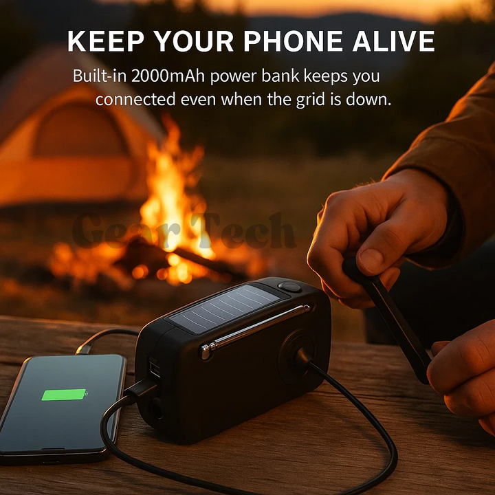 BowLift | Portable Wind-Up Radio | AM/FM, Weather Broadcasts & Built-In Power Bank for Emergency Preparedness